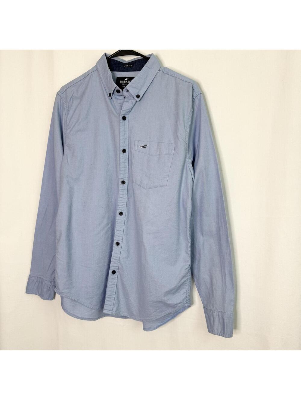 Hollister Men's M Button Down Shirt Light Blue Epic Flex Stretch Long Sleeve